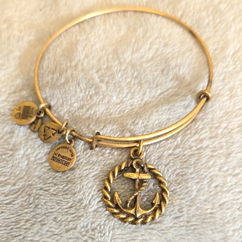 #109 Alex And Ani Gold Anchor Charm Bracelet